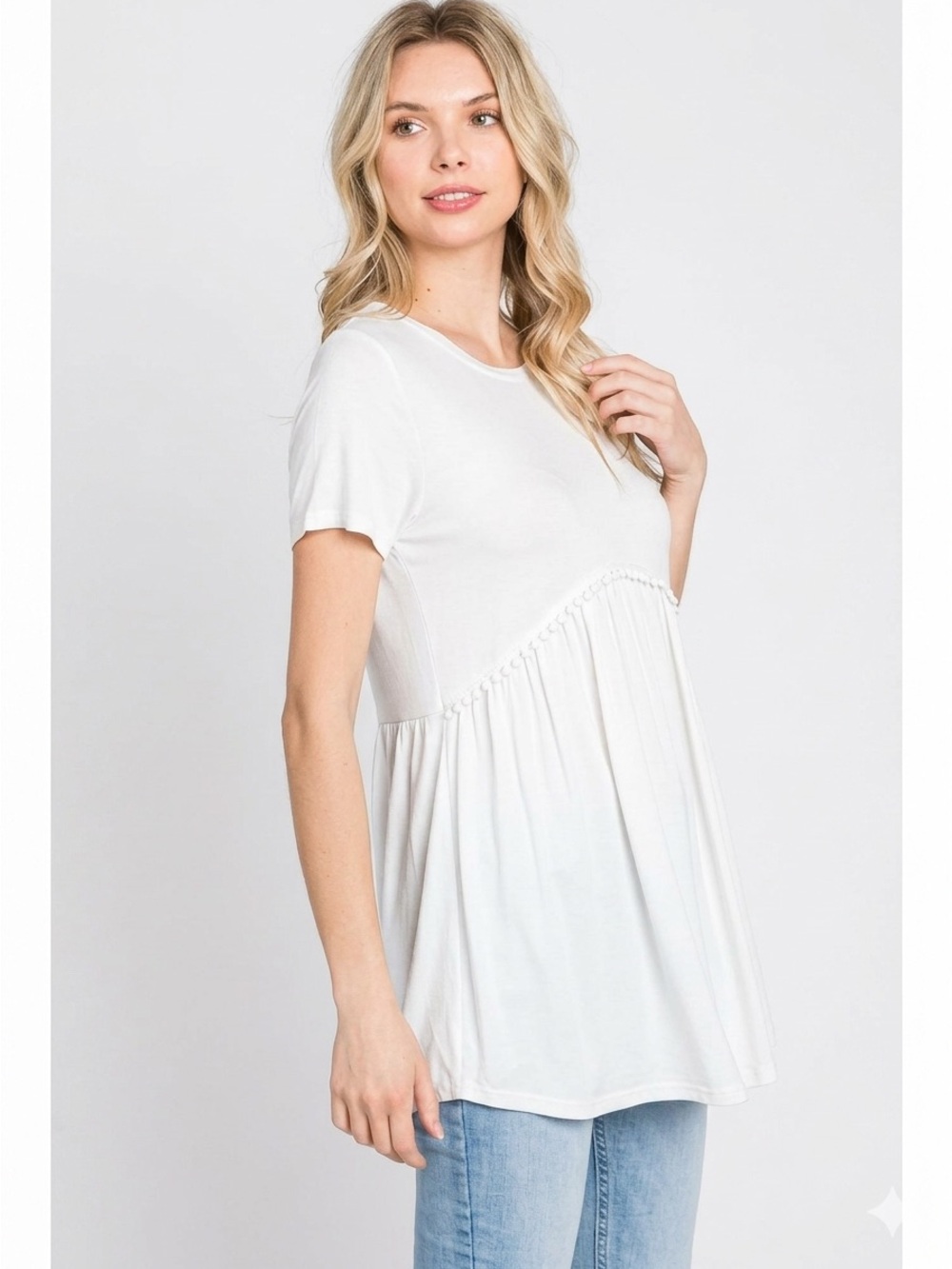 Pink Blush Maternity Women's White Short-Sleeve Peplum Tee